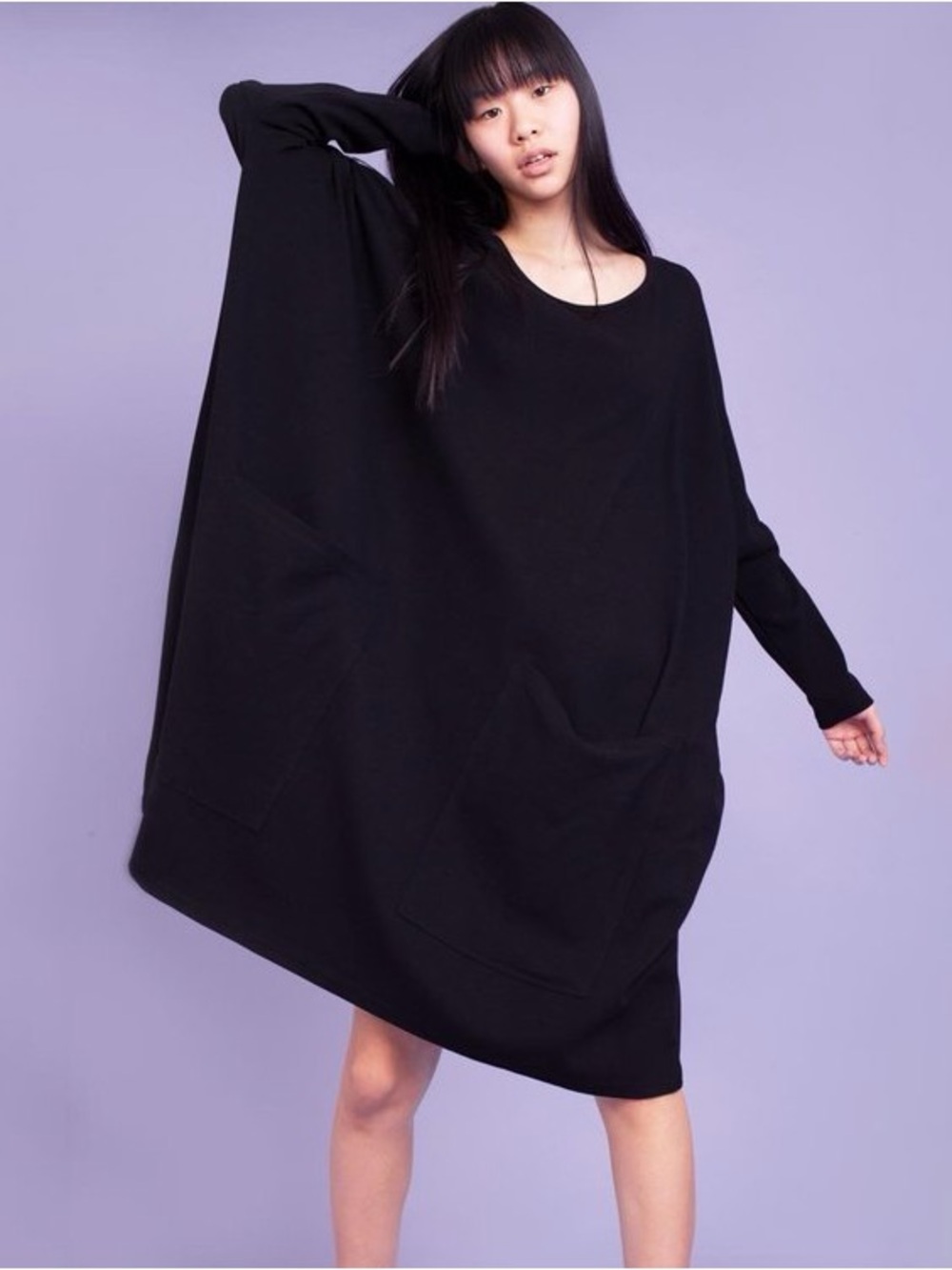 L.F. Markey Milo Oversized Cotton Jersey Dress One Size Stretchy In Black